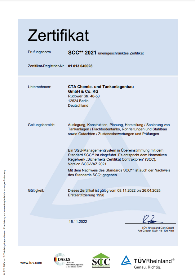 Zertifikat SCC Uneingeschränktes 2022